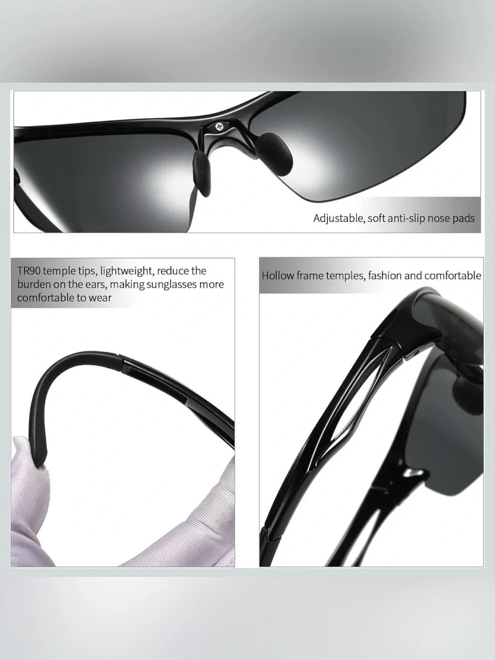 Sunglasses black polarized sport cycling